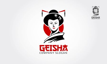Geisha Vector Logo Illustration. Japanese culture symbol and icon.のイラスト素材