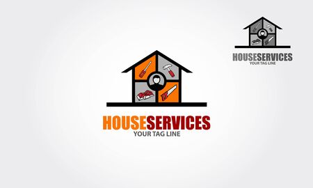 House Services Vector Logo Iconic. Some tools used for home maintenance works. Vector logo illustration.のイラスト素材