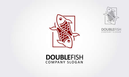 Double Fish Vector Logo Illustration. Vector silhouette of a fish. A great logo suitable for creative agencies, consulting company, marketing, internet and more.のイラスト素材