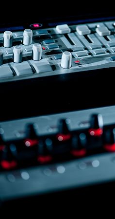 Electronic music machines with knobs and slidersの写真素材