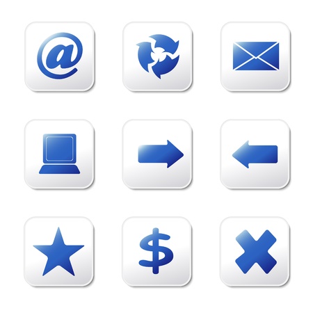 Set of nine blue web icons on grey buttonsのイラスト素材