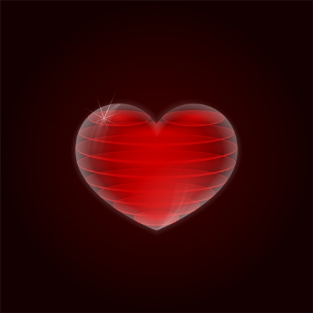 Illustration of glass 3d heart within the red layersのイラスト素材