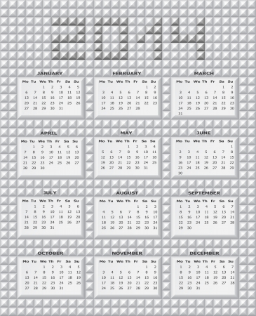 Calendar for 2014 on abstract background of grey prismのイラスト素材