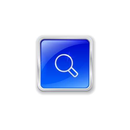Blue glass button with chrome border and magnifier iconのイラスト素材