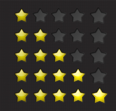 Yellow rating stars filling dents forms on a dark backgroundのイラスト素材