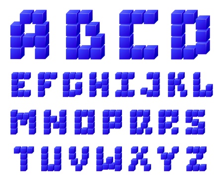 Set of letters constructed of blocksのイラスト素材
