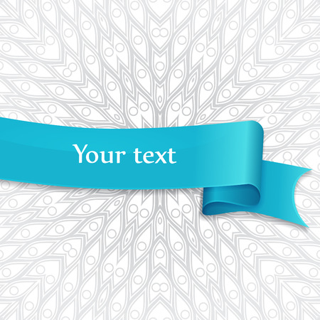 Blue ribbon banner on abstract geometric backgroundのイラスト素材