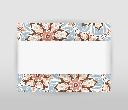 Banner with floral pattern and white horizontal paper tapeのイラスト素材
