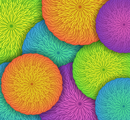 colorful background with round mandala colored patternsのイラスト素材