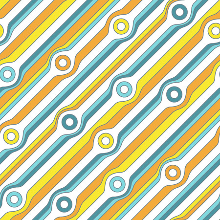 Vector geometric seamless pattern. Seamless pattern with colored diagonal lines wraps around circlesのイラスト素材