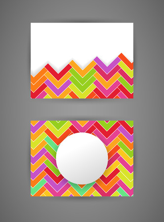 Vector business card design template with abstract zigzag colorful patternのイラスト素材