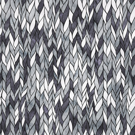 Vector monochrome handdrawn seamless pattern of knittingのイラスト素材