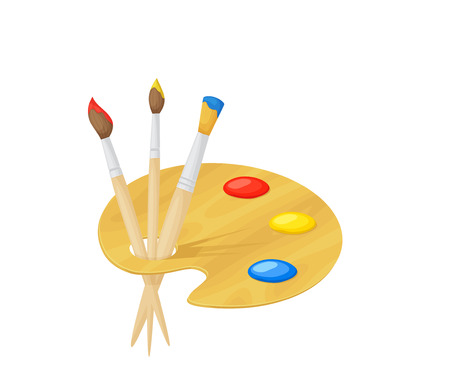 Palette with brushesのイラスト素材