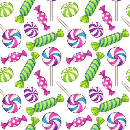 Candies seamless pattern. Vector background with various candiesのイラスト素材
