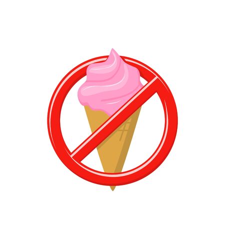 No ice cream sign, red crossed out circleのイラスト素材