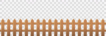 Vector realistic wooden picket fenceのイラスト素材