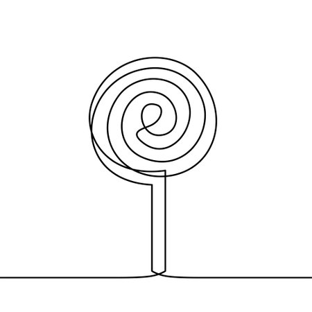 Continuous line drawing of lollipop, spiral candyのイラスト素材