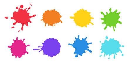 Color paint splashes, ink drops and spots