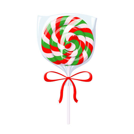 Christmas lollipop in transparent pack with bowのイラスト素材