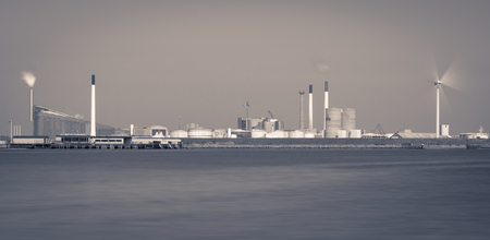 Outdoor Pool and Powerplant from the Beach Copenhagen Denmarkのeditorial素材