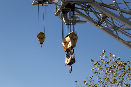 Crane Hook in Front of Blue Skyの写真素材