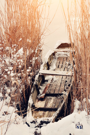 Snowy boatの写真素材