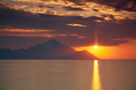 Beautiful sunrise in lakeの写真素材