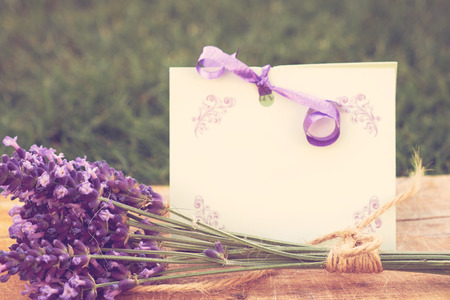 Lavender and greeting cardの写真素材