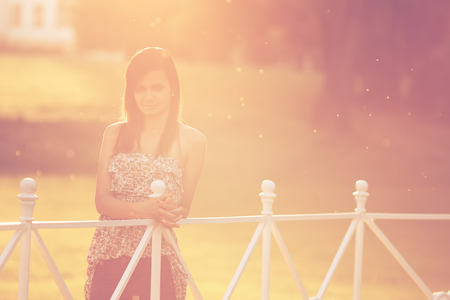 Girl in sunlightの写真素材