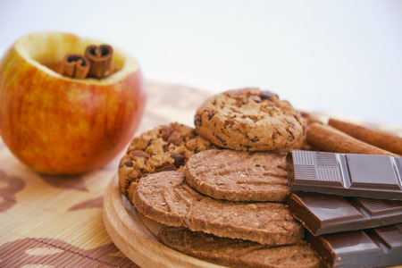 Apple tea and cookiesの写真素材