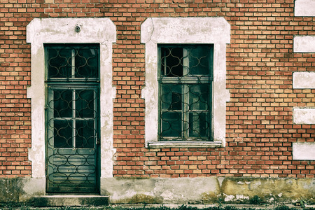 Building facade brick wallの写真素材