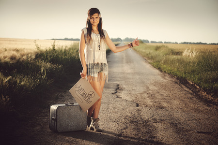 Traveler hippie girlの写真素材