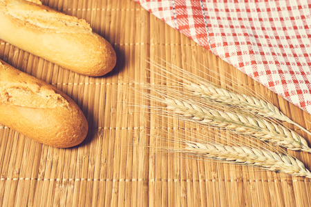 Bakery food on wood tableの写真素材