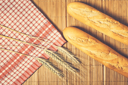 Bakery food on wood tableの写真素材