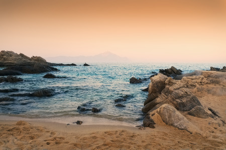 Beautiful shore and rocks in Greeceの写真素材