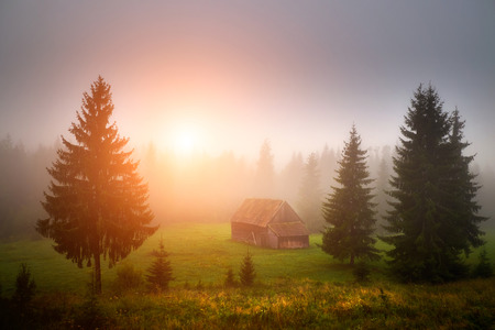 Old farmhouse on the transylvanian fieldの写真素材
