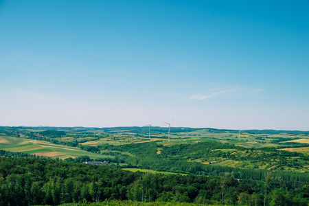 Wind turbines on the field