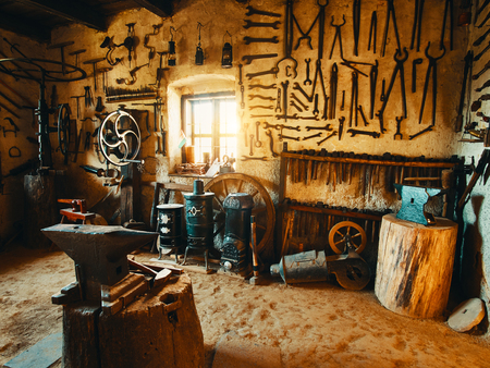Old smithy workshop interiorの写真素材