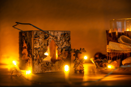 Christmas lantern with decorationsの写真素材
