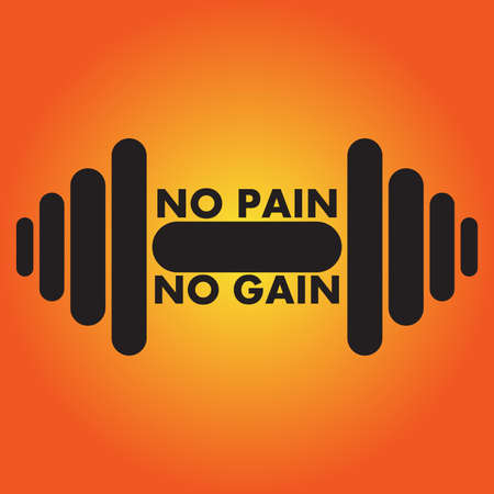 No pain no gain. The gym logo is isolated on a colorful background. dumbbell icon.のイラスト素材