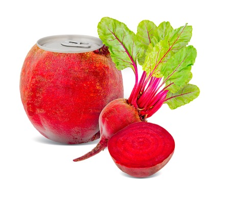 Photo of can with fruit - red beet juice concept
