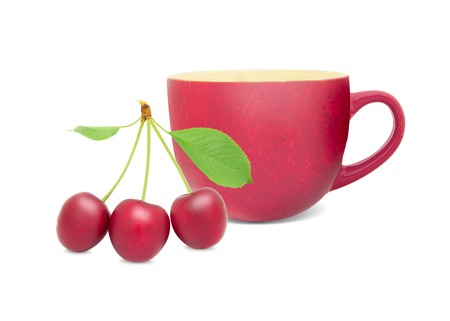 Photo of cup with fruit - cherry tea conceptの写真素材