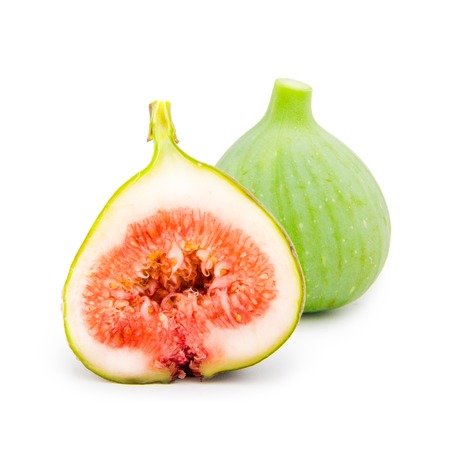 Photo of fig with slice isolated on whiteの写真素材