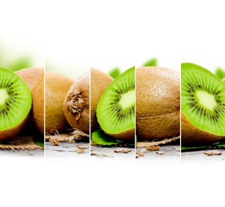Photo of abstract kiwi mix with white space for textの写真素材