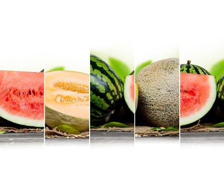 Abstract background made of melons and leavesの写真素材