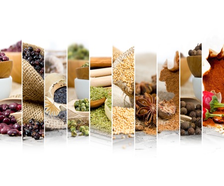 Photo of colorful spice mix with white space for textの写真素材