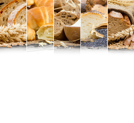 Photo of bread and bun mix stripes with white spaceの写真素材