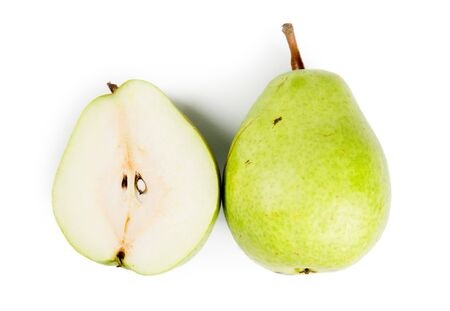 Pear group with slice isolated on white background.の写真素材