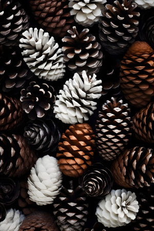 Fir branches green needle abstract background Christmas texture. Horizontal composition.の素材