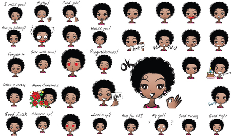 African girl face expression collection.のイラスト素材